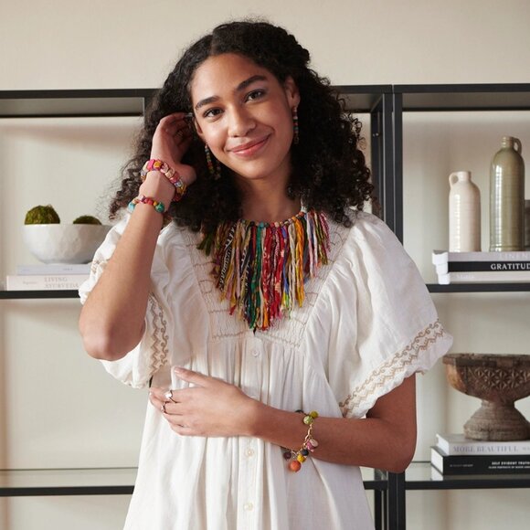 Kantha Fringe Collar Necklace - Picture 3 of 3